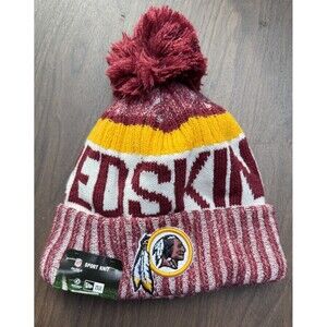 NWT 2017 New Era Washington Redskins Cuff Beanie Skull Cap w/ Pom Unisex One Sz